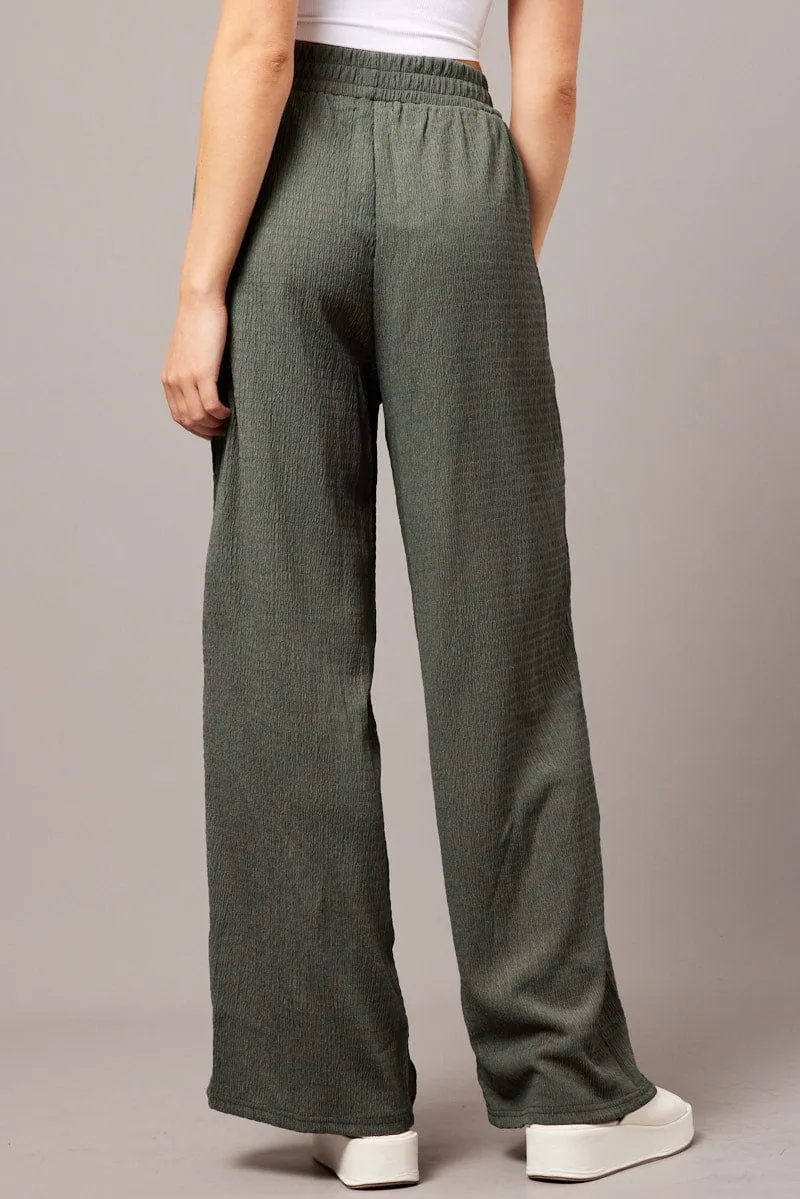 Green Wide Leg Pants Elasticated Waist sold by Ally Fashion product image thumbnail 5