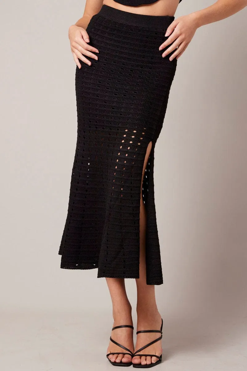 Black Knit Skirt Crochet sold by Ally Fashion