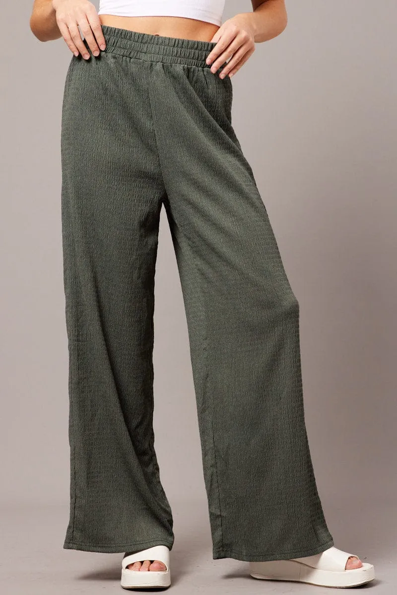 Green Wide Leg Pants Elasticated Waist sold by Ally Fashion product image thumbnail 3