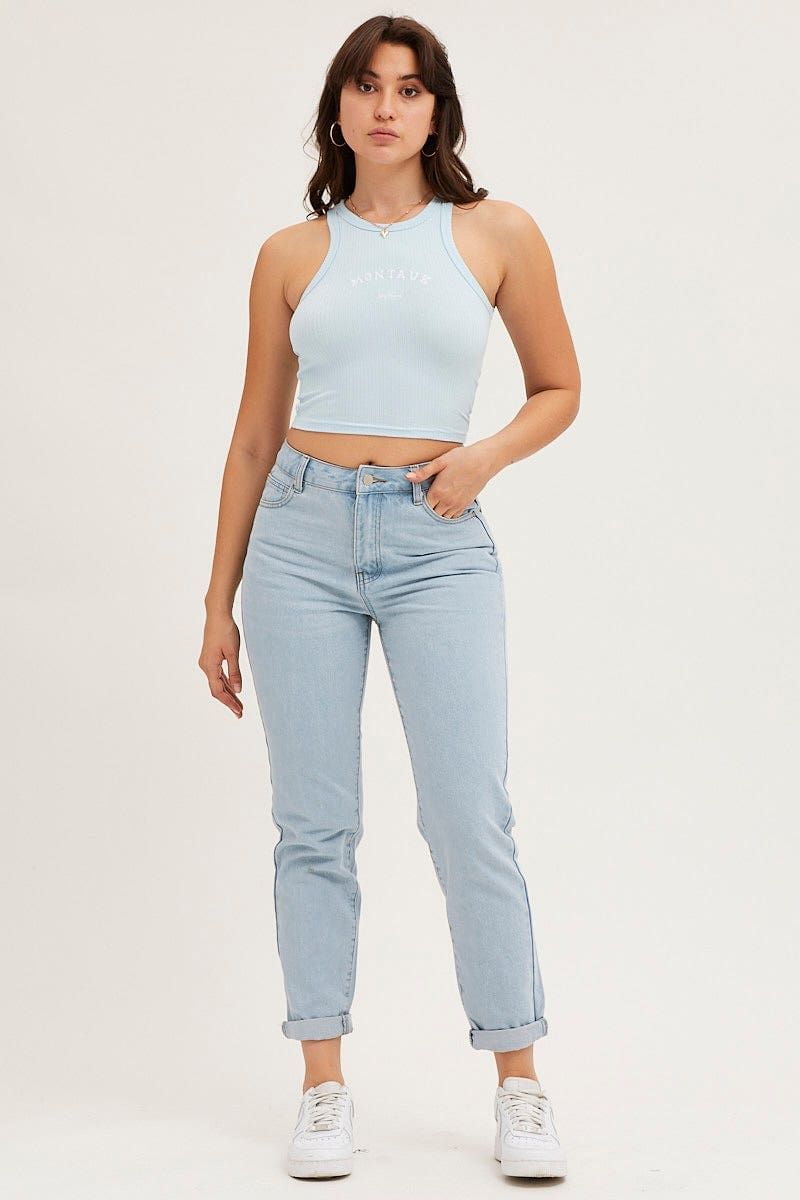 Blue Crop Tank Embroided sold by Ally Fashion product image thumbnail 2