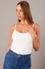 White Singlet Top Sleeveless Scoop Neck Lace Trim sold by Ally Fashion