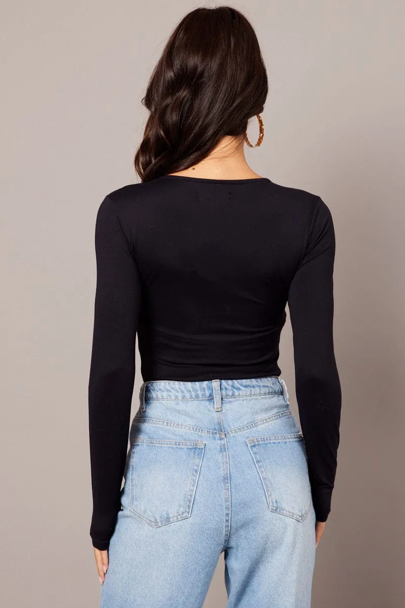 Black Supersoft Bodysuit Long Sleeve V Neck sold by Ally Fashion product image thumbnail 5