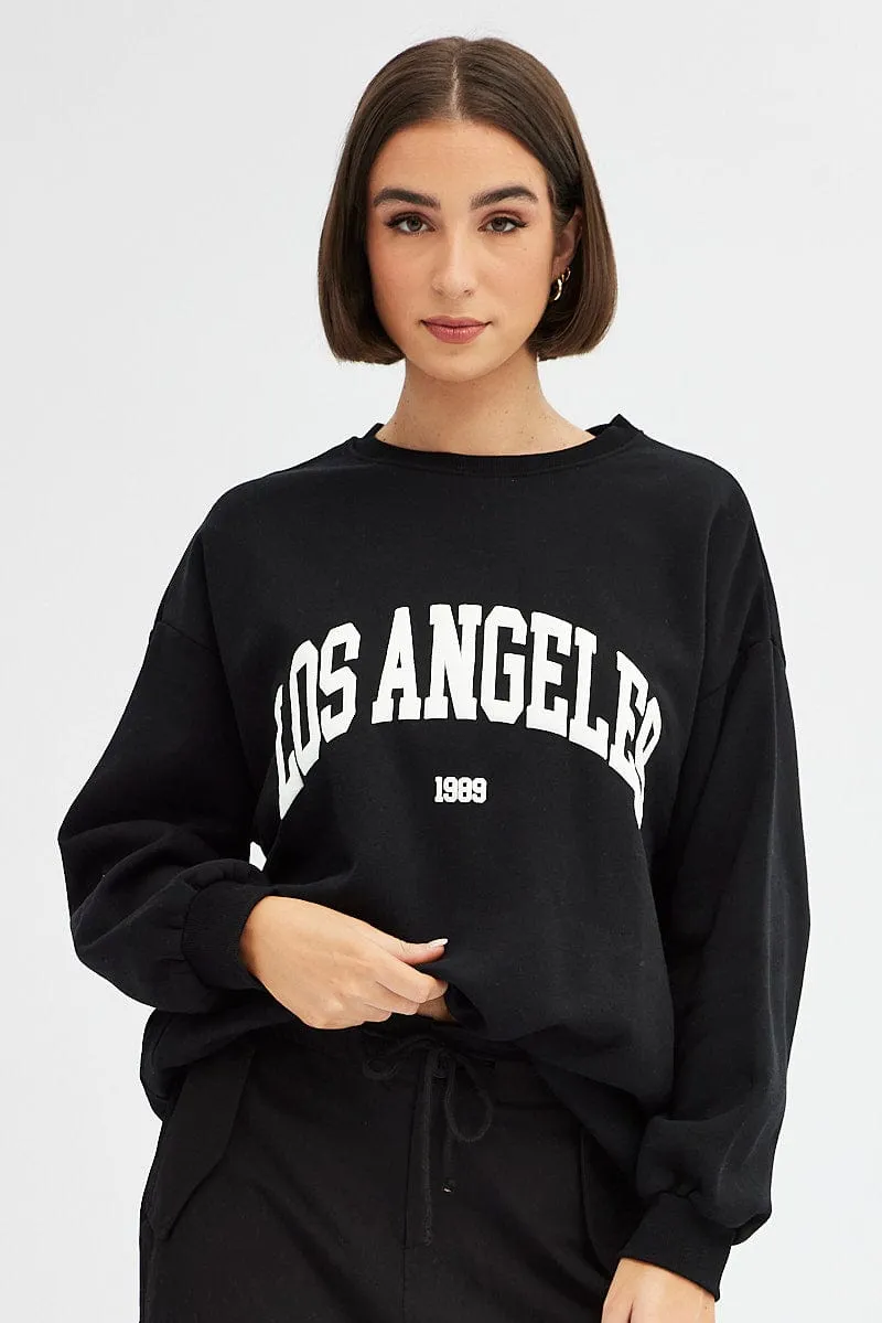 Black Graphic Sweater Long Sleeves sold by Ally Fashion product image thumbnail 3