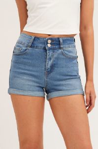 Blue Denim Shorts Skinny High Rise sold by Ally Fashion