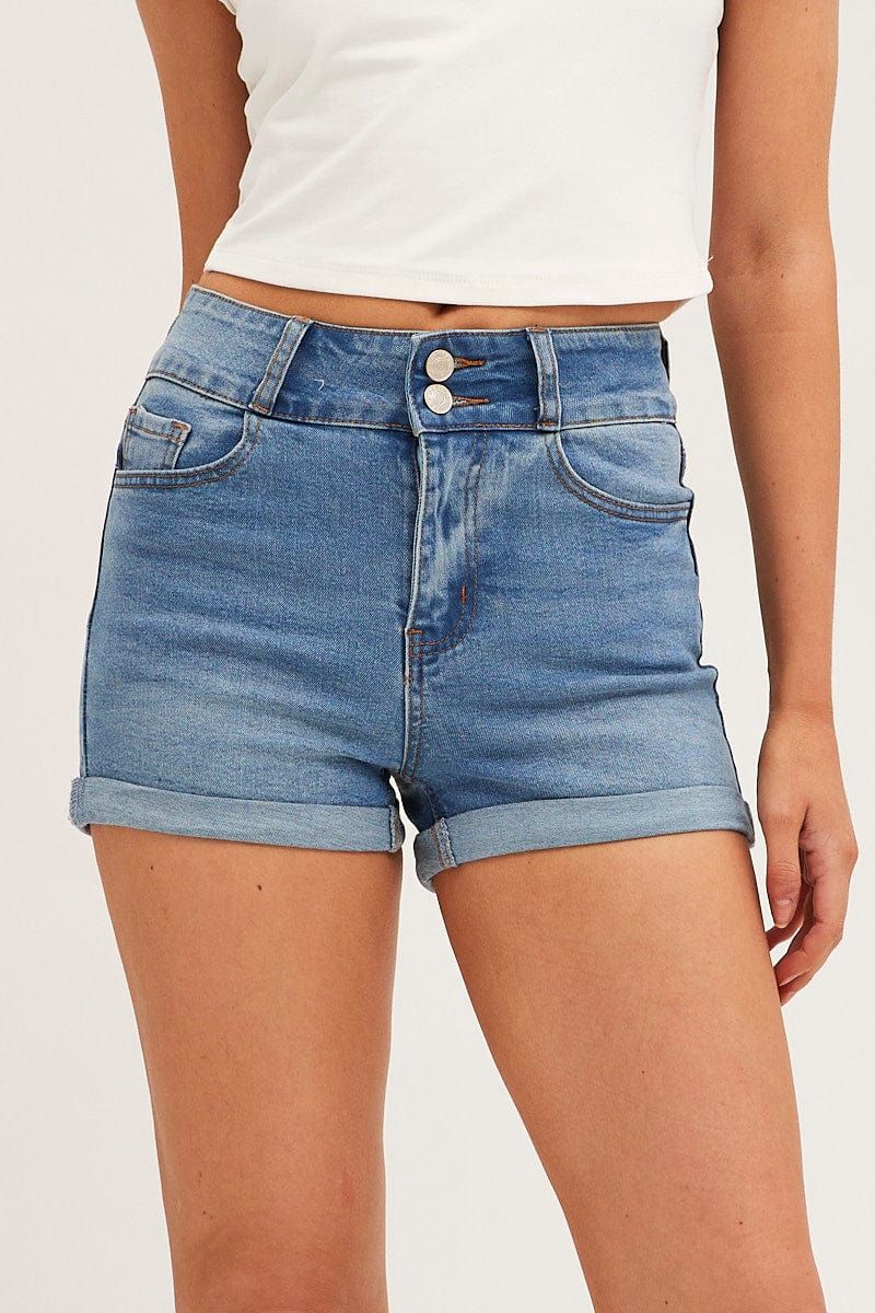 Blue Denim Shorts Skinny High Rise sold by Ally Fashion product image thumbnail 2