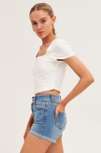 Blue Denim Shorts Skinny High Rise sold by Ally Fashion