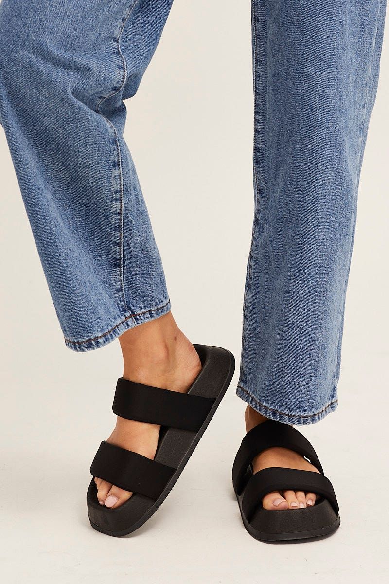 Black Flatform Slide Sandals sold by Ally Fashion product image thumbnail 3