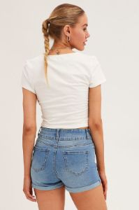 Blue Denim Shorts Skinny High Rise sold by Ally Fashion