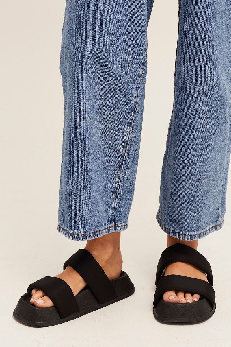 Black Flatform Slide Sandals sold by Ally Fashion product image thumbnail 2