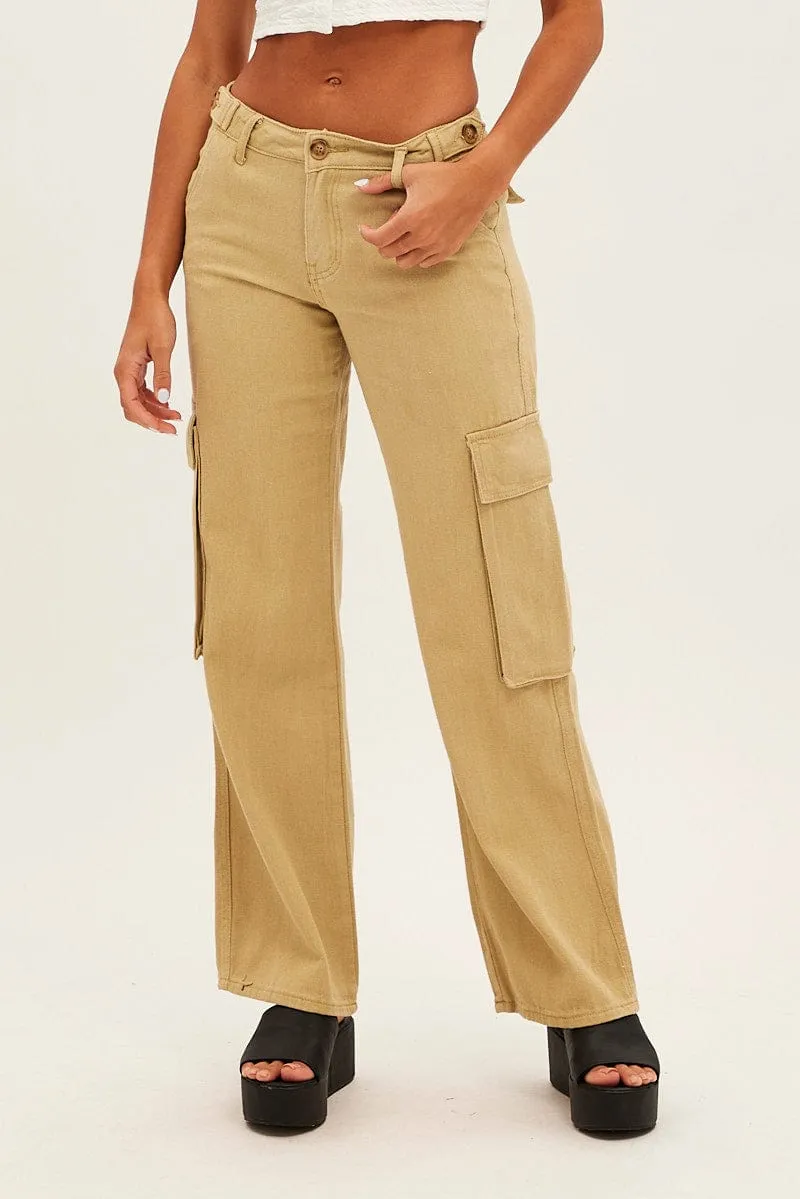 Green Wide Leg Denim Cargo Pants sold by Ally Fashion product image thumbnail 2