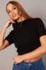 Black Knit Top Crew Neck Short Sleeves Cropped sold by Ally Fashion