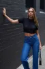 Black Knit Top Crew Neck Short Sleeves Cropped sold by Ally Fashion