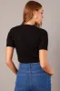 Black Knit Top Crew Neck Short Sleeves Cropped sold by Ally Fashion