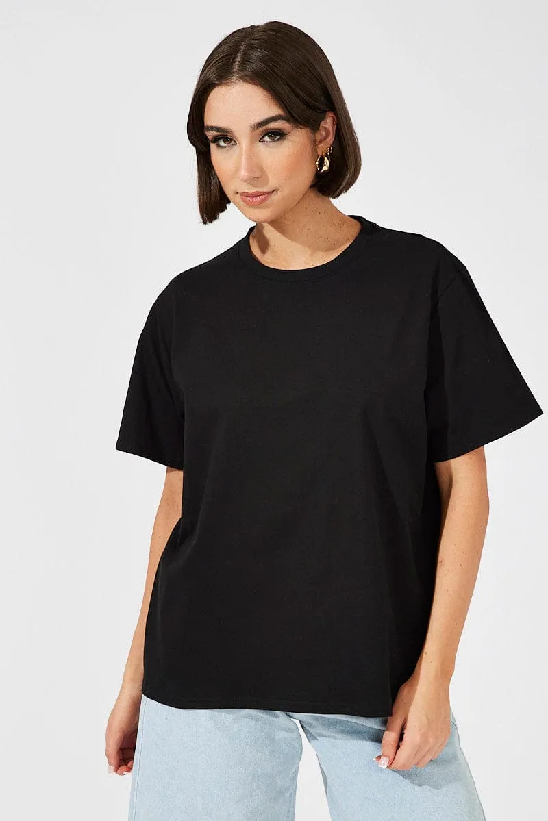 Black Oversized T Shirt Short Sleeve Crew Neck sold by Ally Fashion product image thumbnail 3