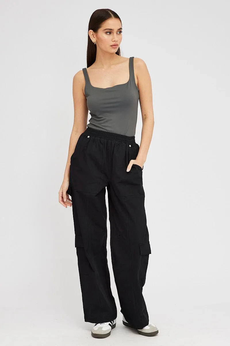 Grey Supersoft Bodysuit Sleeveless Square-Cut Neck sold by Ally Fashion product image thumbnail 3