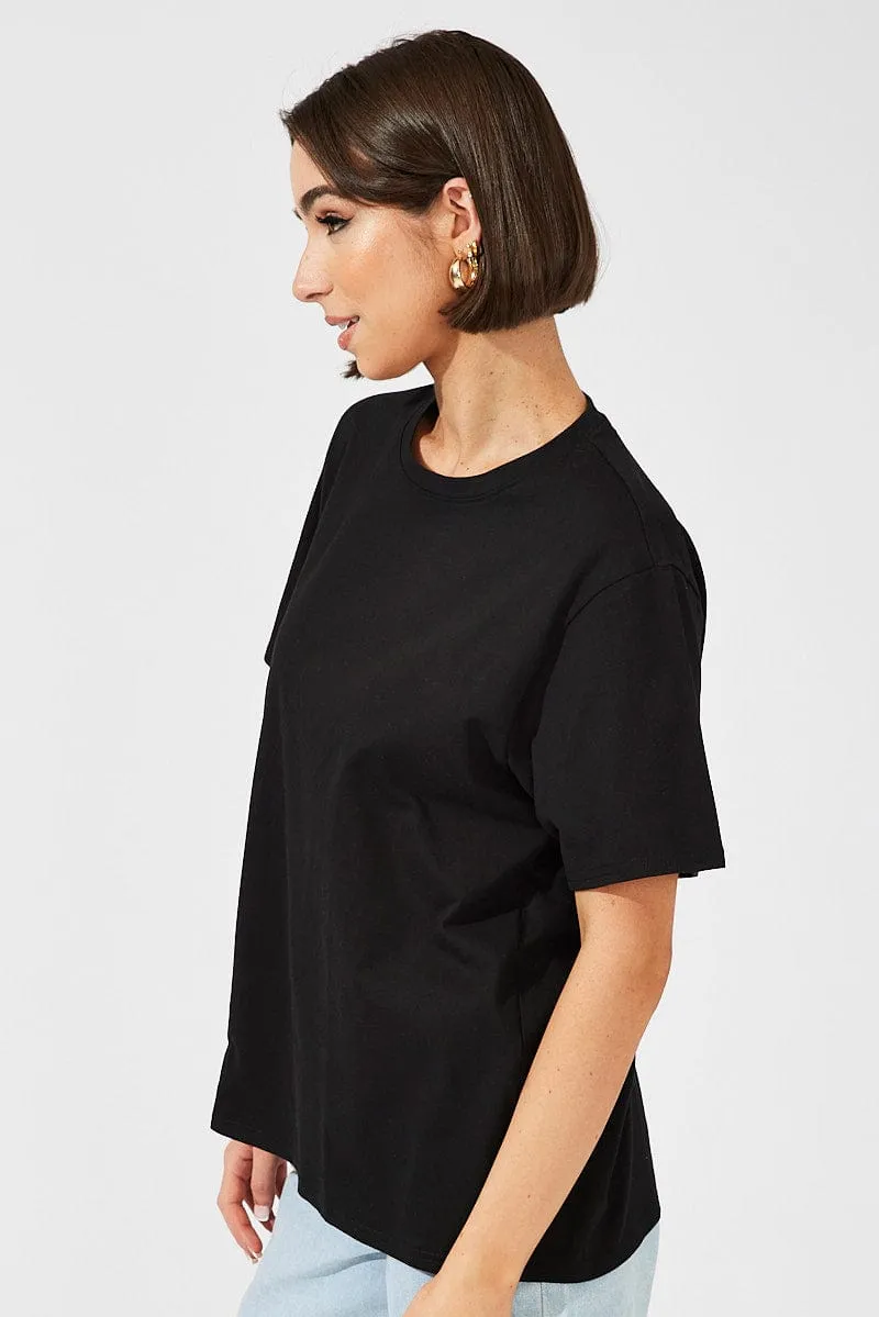 Black Oversized T Shirt Short Sleeve Crew Neck sold by Ally Fashion product image thumbnail 4
