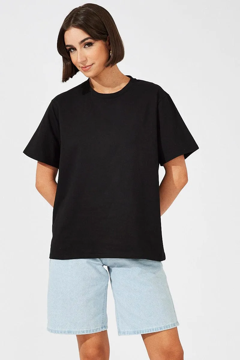 Black Oversized T Shirt Short Sleeve Crew Neck sold by Ally Fashion