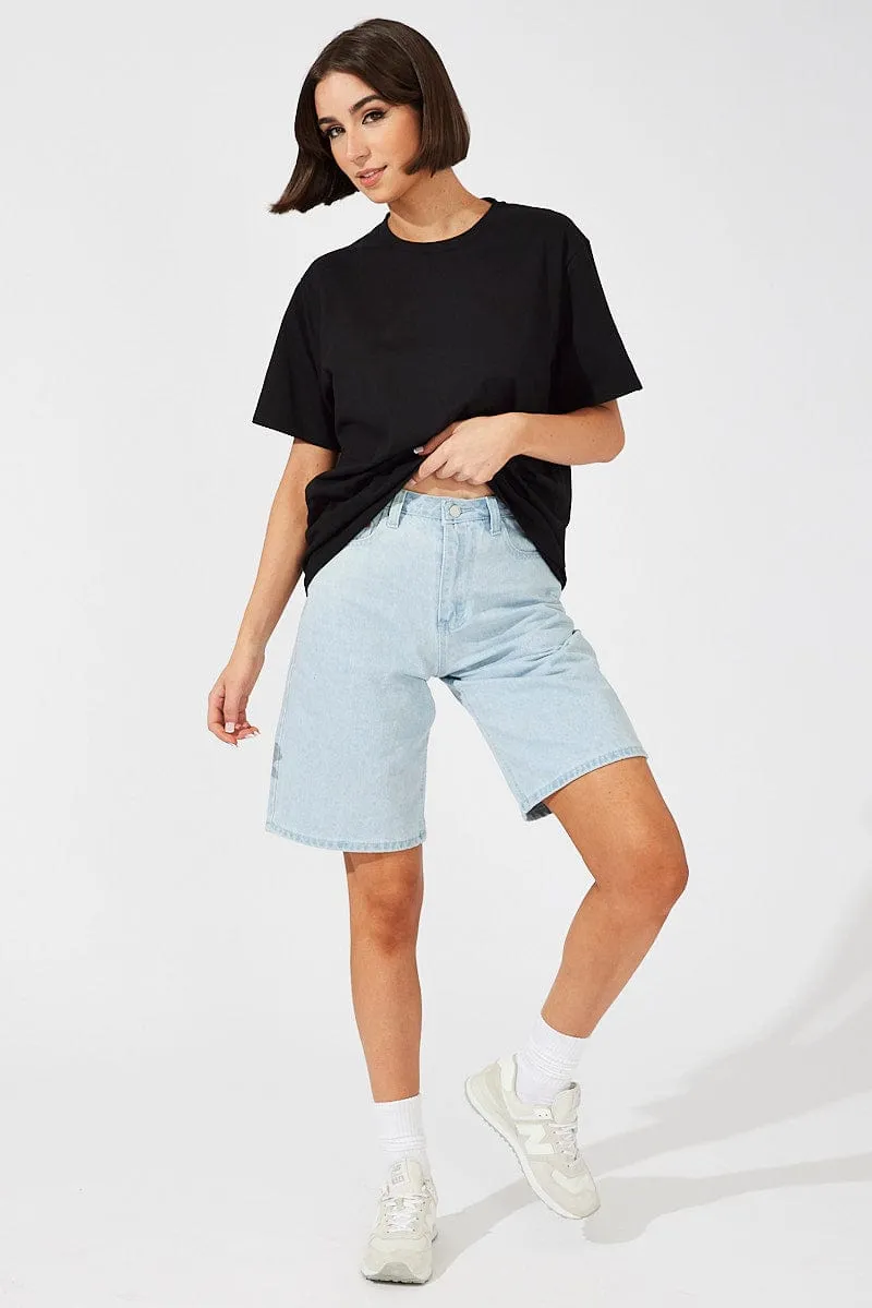 Black Oversized T Shirt Short Sleeve Crew Neck sold by Ally Fashion product image thumbnail 2