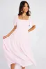 Pink Maxi Dress Square Neck Tiered sold by Ally Fashion