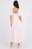 Pink Maxi Dress Square Neck Tiered sold by Ally Fashion