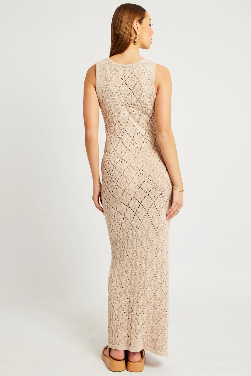 Beige Knit Dress Sleeveless Maxi sold by Ally Fashion product image thumbnail 5