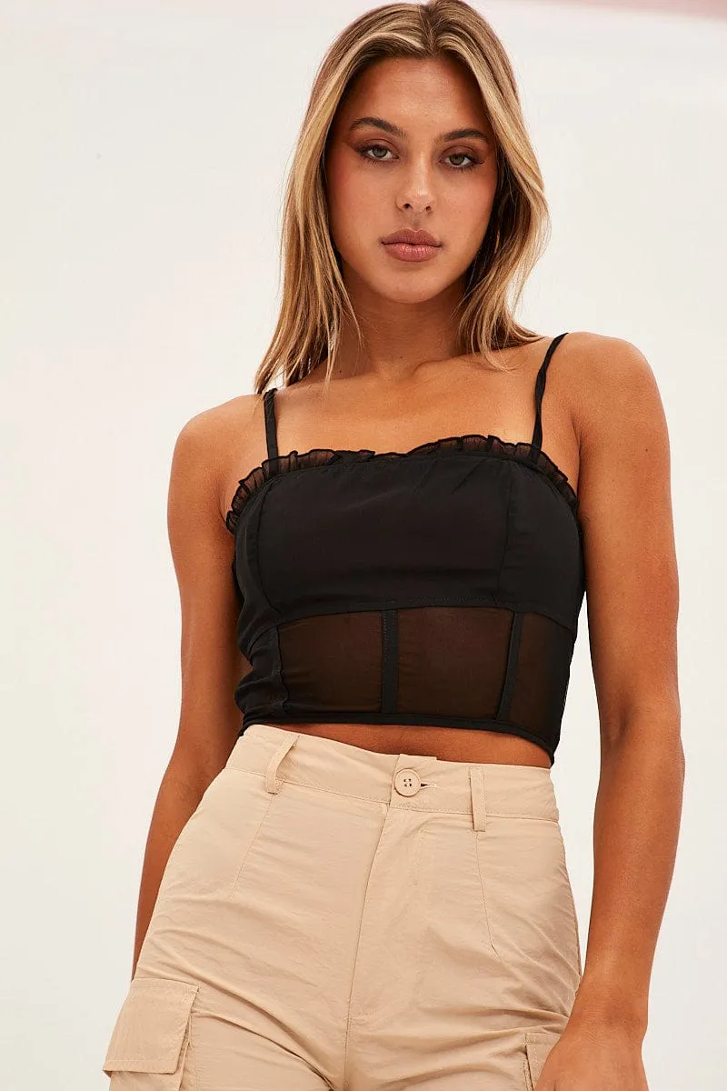 Black Sleeveless Cami Top sold by Ally Fashion