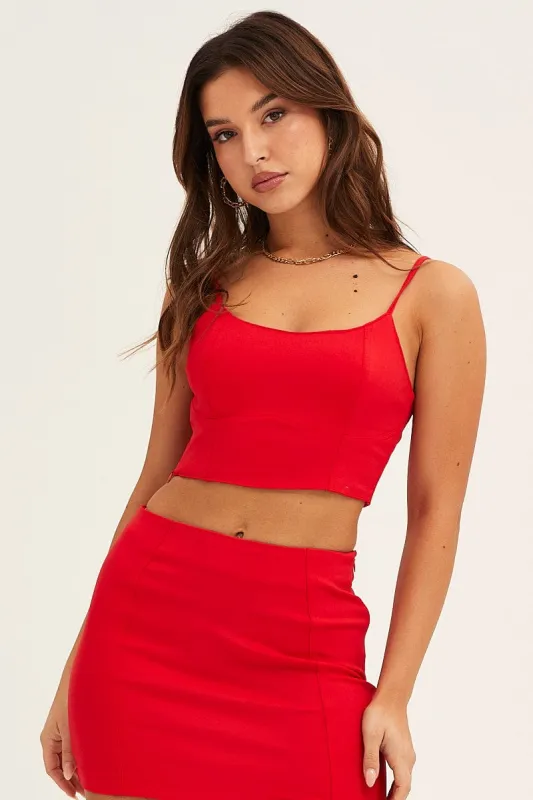 Red Corset Top Crop Sleeveless sold by Ally Fashion
