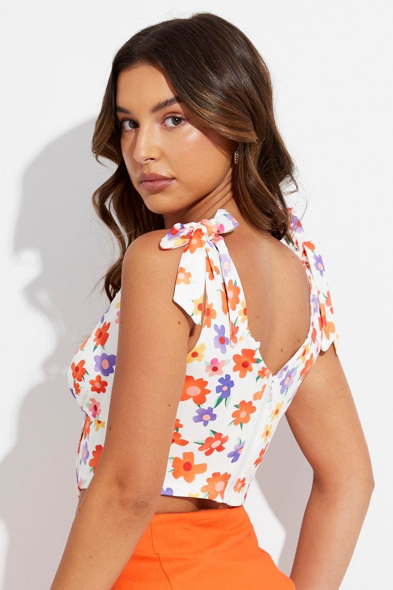 White Print Floral Print Corset Top sold by Ally Fashion product image thumbnail 5