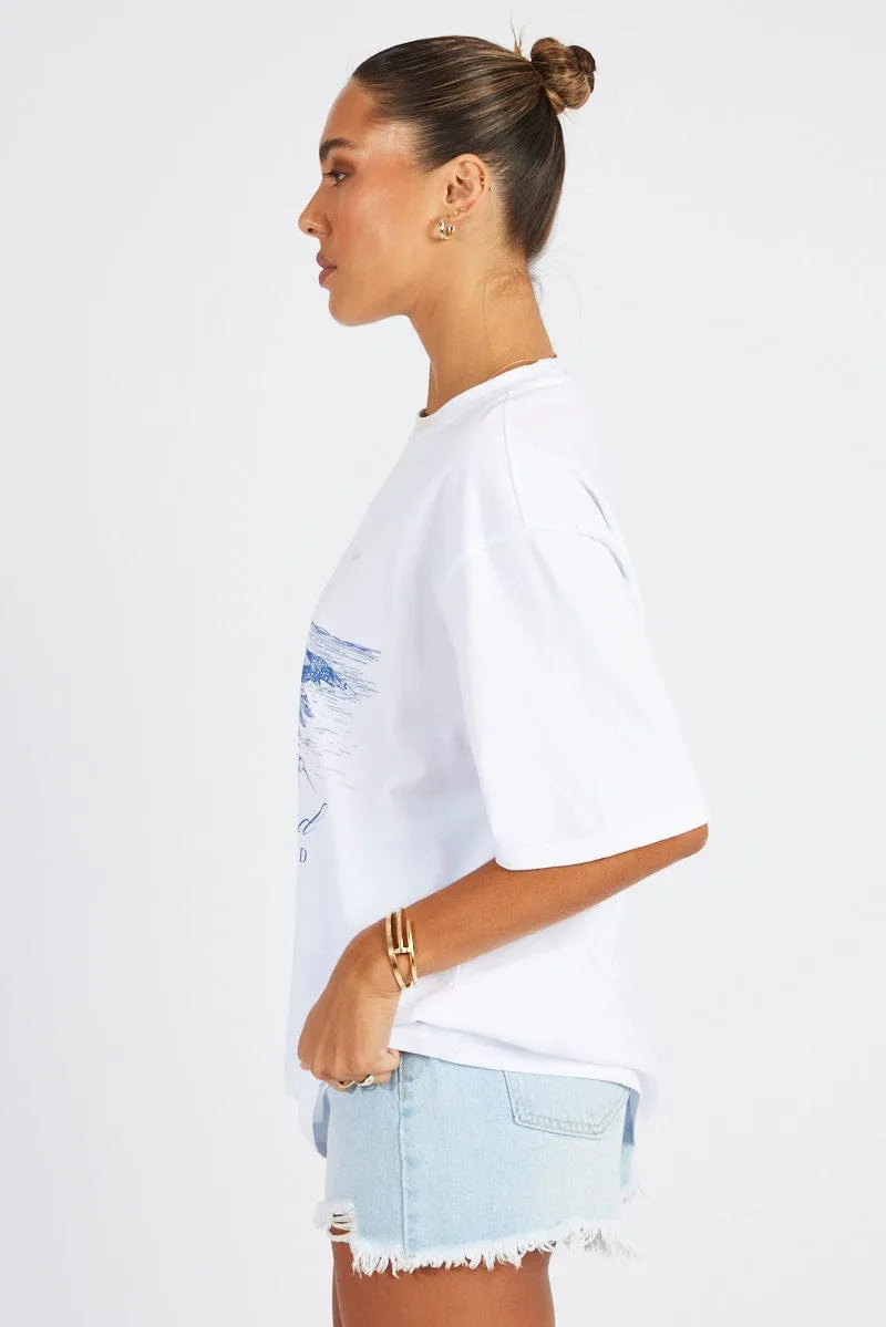 White Graphic Tee Short Sleeve sold by Ally Fashion product image thumbnail 4