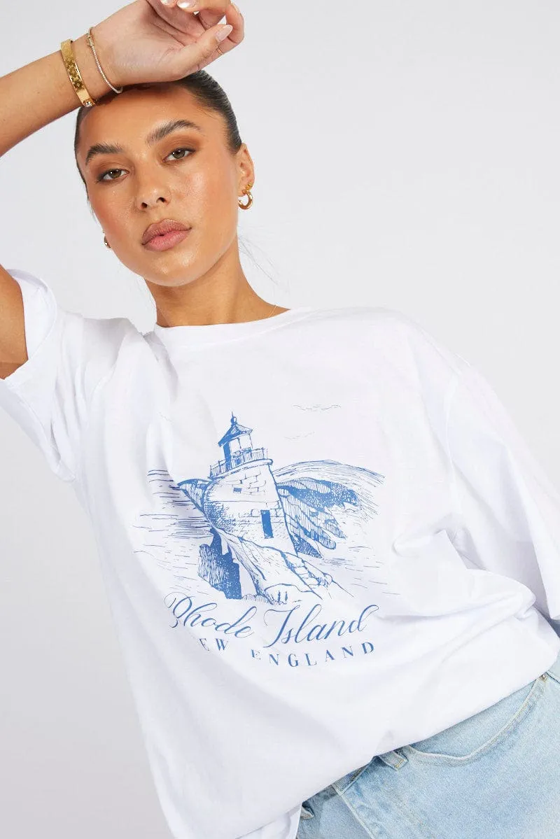 White Graphic Tee Short Sleeve sold by Ally Fashion