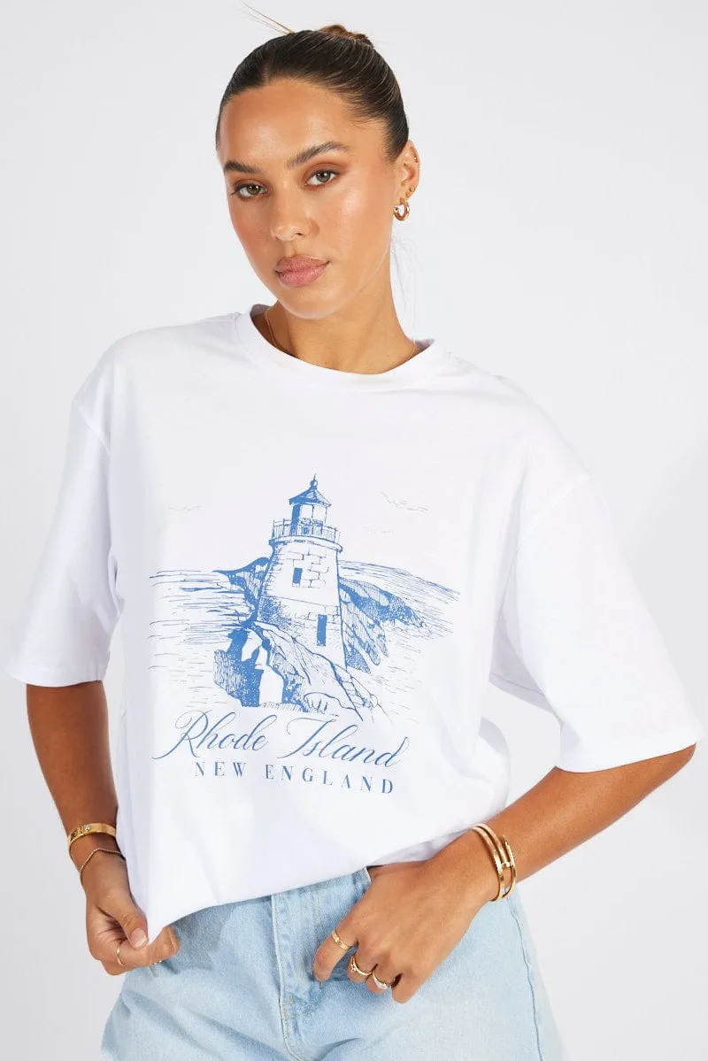 White Graphic Tee Short Sleeve sold by Ally Fashion product image thumbnail 2