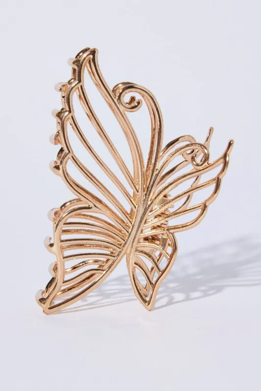 Gold Butterfly Claw Clip sold by Ally Fashion