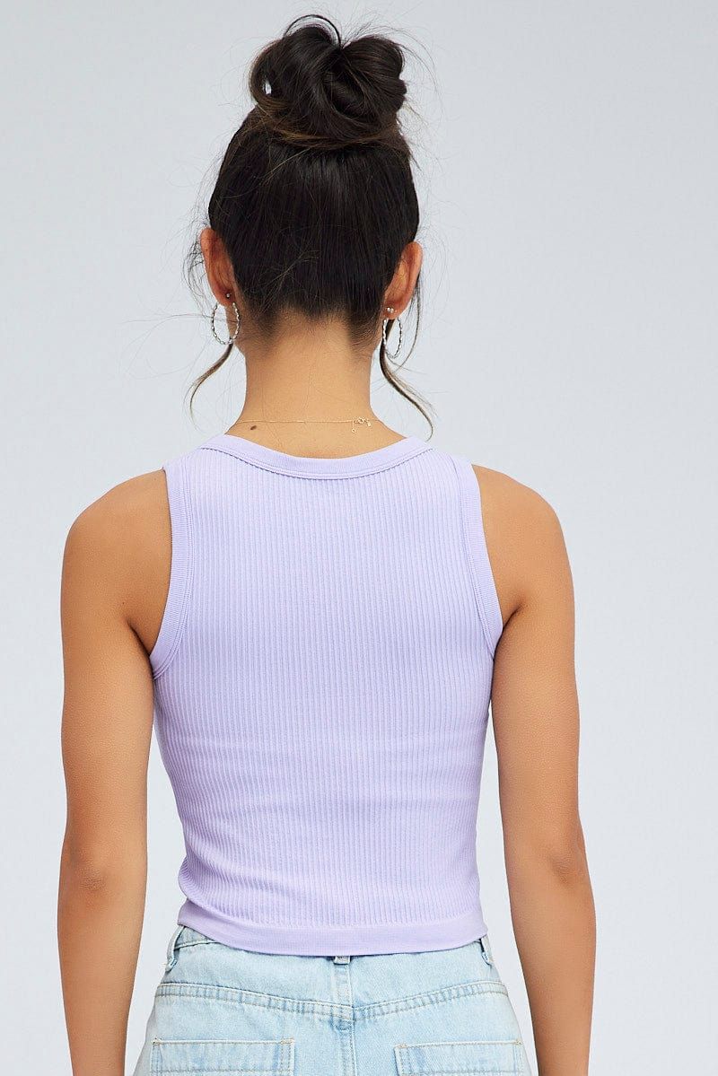 Purple Tank Top Crew Neck Seamless sold by Ally Fashion product image thumbnail 5
