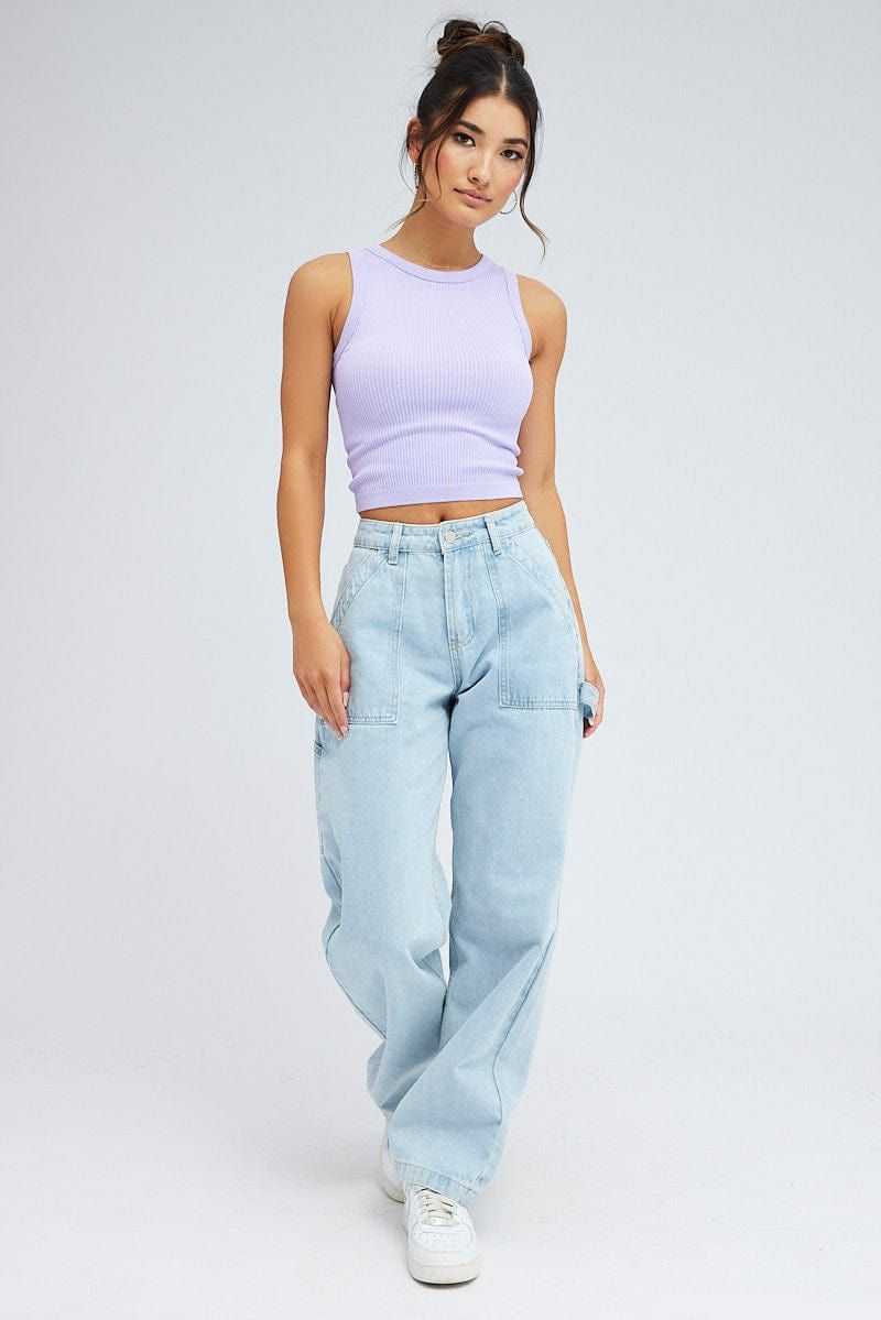 Purple Tank Top Crew Neck Seamless sold by Ally Fashion product image thumbnail 2