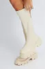 White Chunky Knee High Boots sold by Ally Fashion