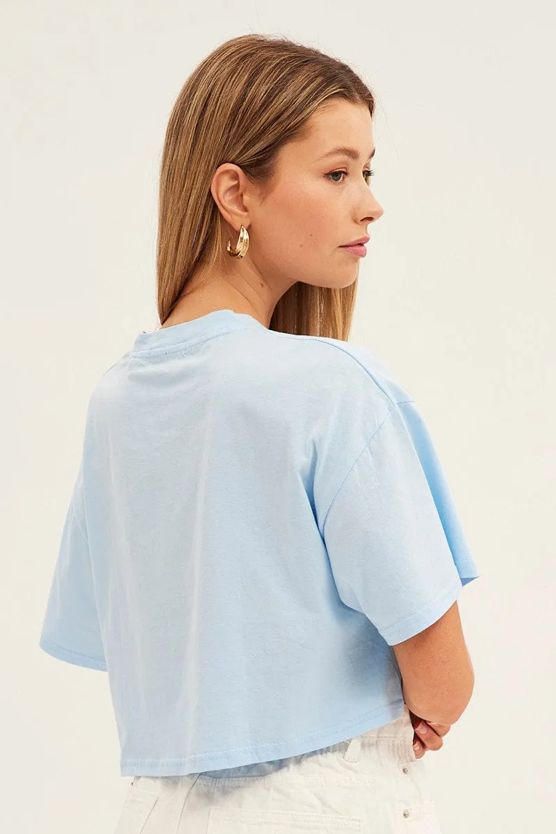 Blue Graphic T-Shirt Crop West Coast Crew Short Sleeve sold by Ally Fashion product image thumbnail 5