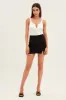 Black Mini Skirt High Rise Front Split sold by Ally Fashion