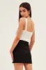 Black Mini Skirt High Rise Front Split sold by Ally Fashion