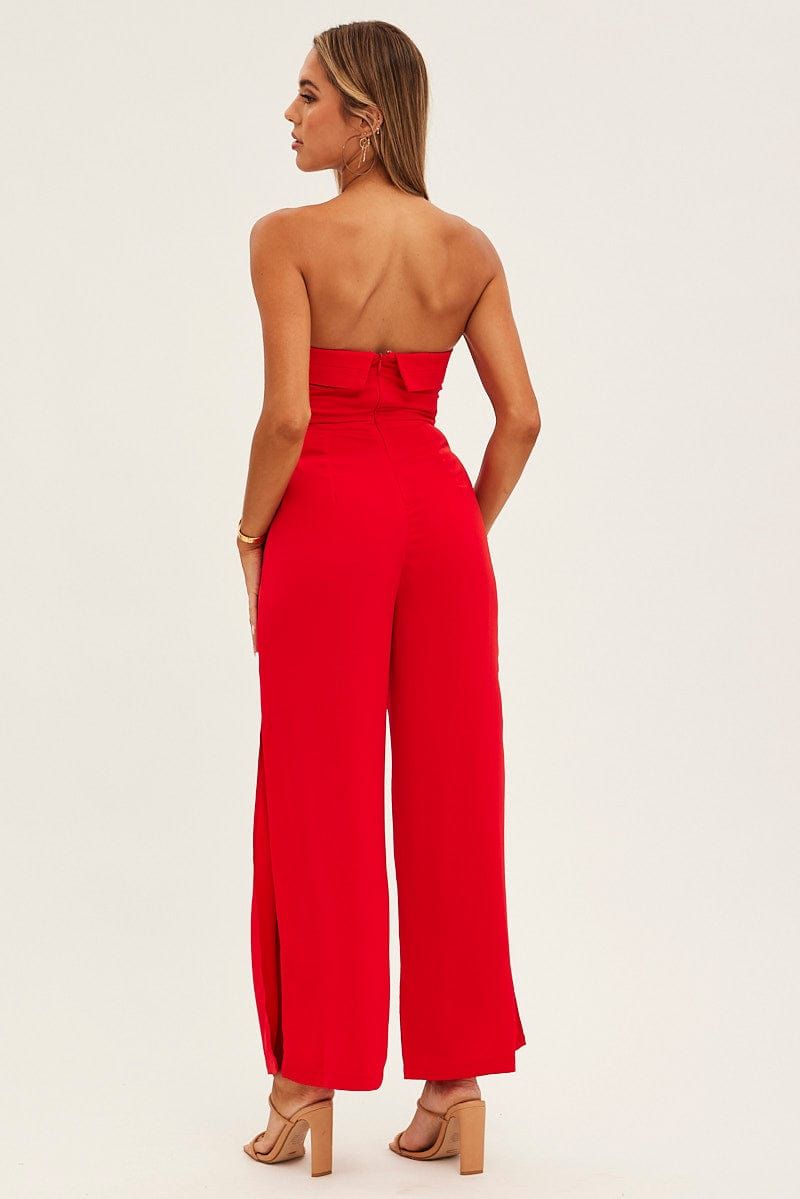 Red Strapless Jumpsuit Side Split sold by Ally Fashion product image thumbnail 5