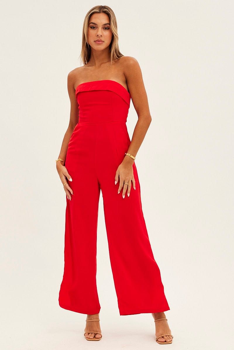 Red Strapless Jumpsuit Side Split sold by Ally Fashion product image thumbnail 3