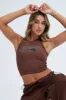 Brown Graphic Tee Crop Tank Top sold by Ally Fashion