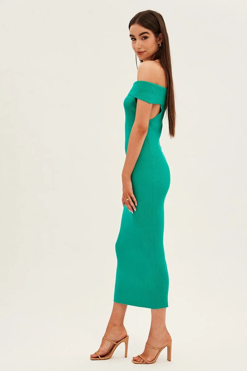 Green Off Shoulder Dress Knit Bodycon Knit sold by Ally Fashion product image thumbnail 4