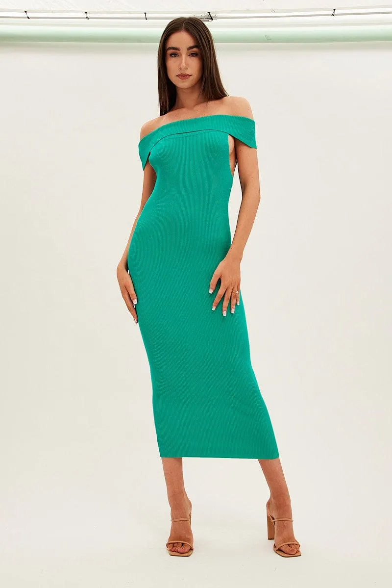 Green Off Shoulder Dress Knit Bodycon Knit sold by Ally Fashion