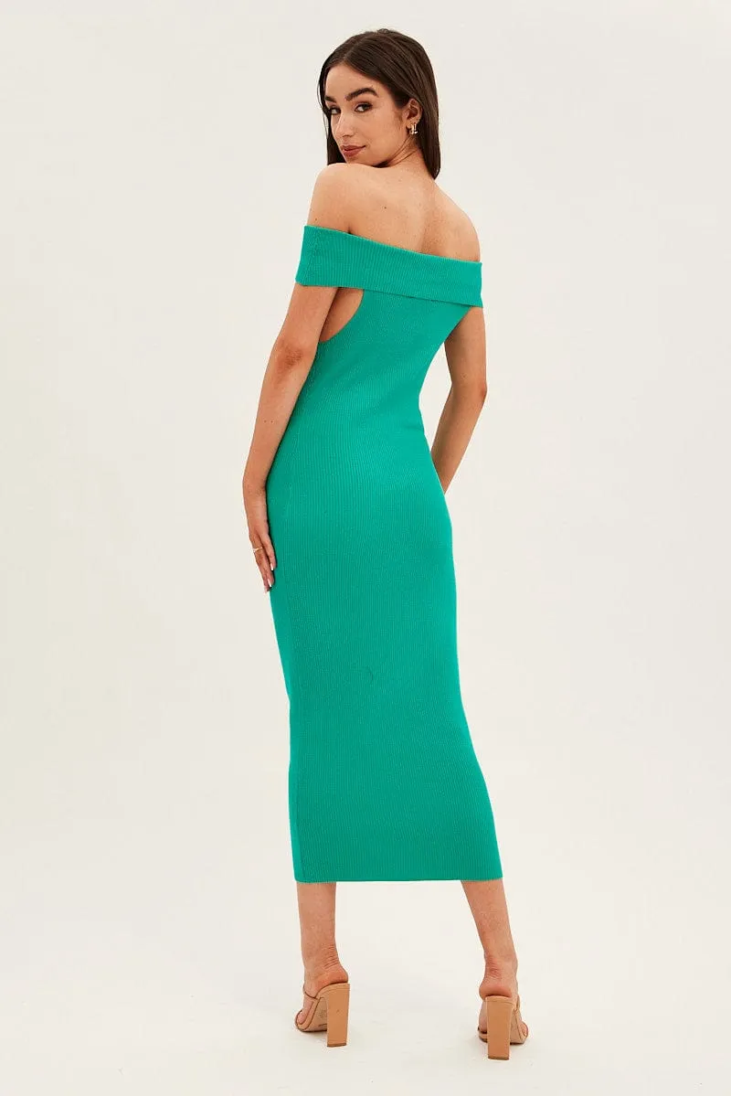 Green Off Shoulder Dress Knit Bodycon Knit sold by Ally Fashion product image thumbnail 5