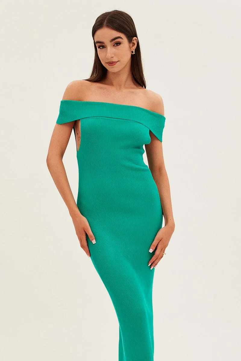 Green Off Shoulder Dress Knit Bodycon Knit sold by Ally Fashion product image thumbnail 2