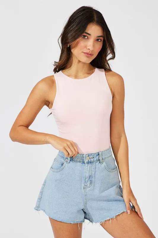 Pink Supersoft Bodysuit Sleeveless sold by Ally Fashion