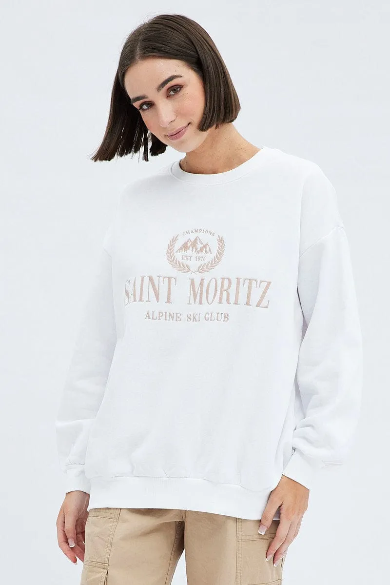 White Graphic Sweater Long Sleeve sold by Ally Fashion product image thumbnail 3