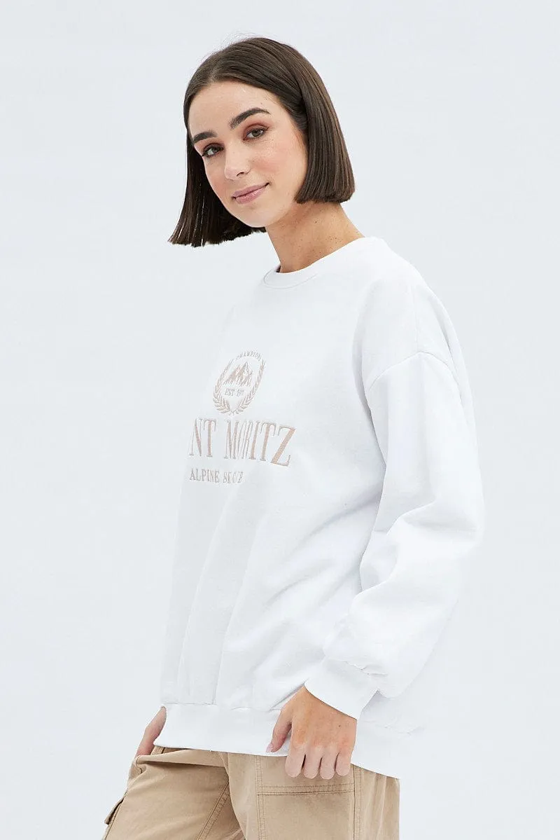 White Graphic Sweater Long Sleeve sold by Ally Fashion product image thumbnail 4