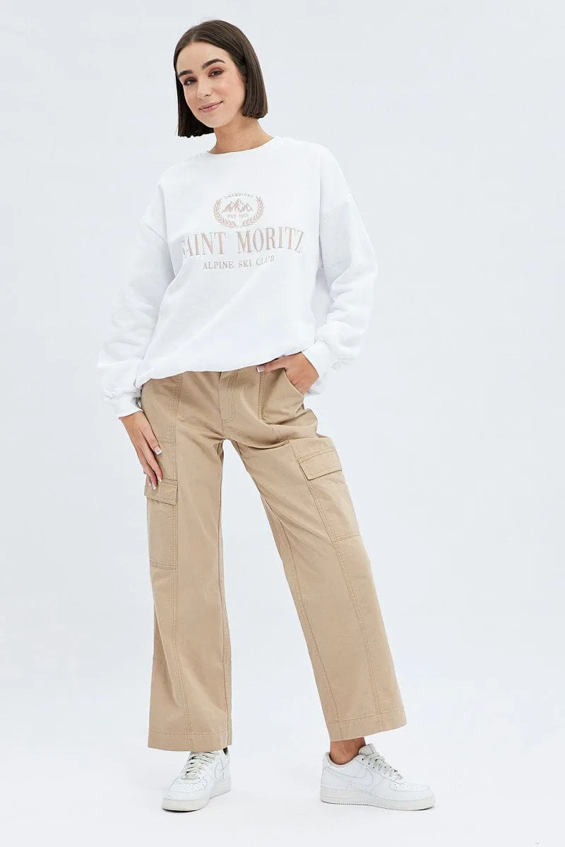 White Graphic Sweater Long Sleeve sold by Ally Fashion product image thumbnail 2
