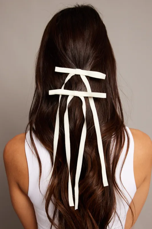 White 2 Pack Bow Hair Clips sold by Ally Fashion